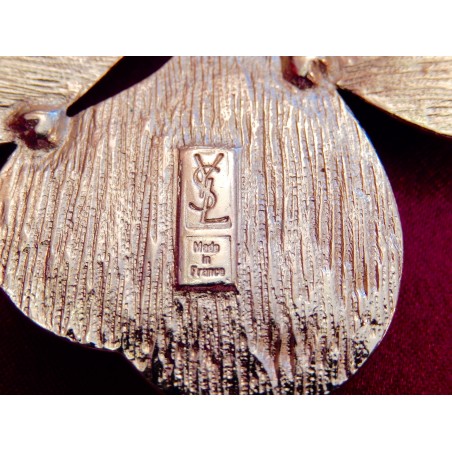Broche & Pendentif Coeur Kristel Saint Martin Paris - Strass Doré - Occasion Très Bon état