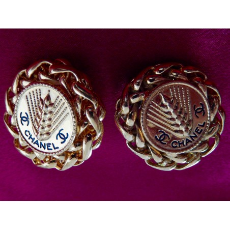 Importantes boucles d'oreilles Chanel "Epi de blé"