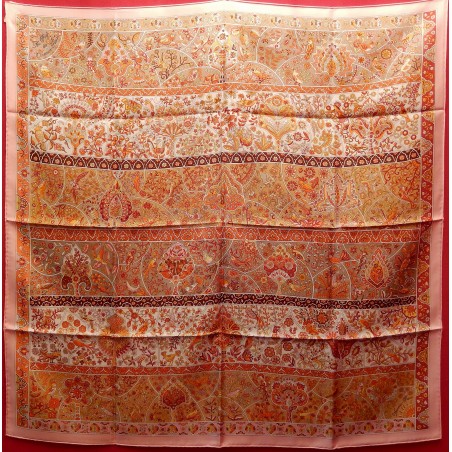 Carré foulard Hermès Au pays des oiseaux fleurs.