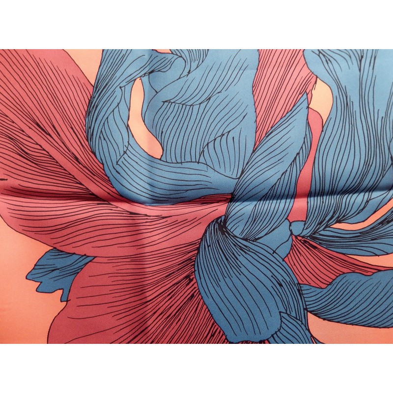 Foulard Carré Satin Imprimé Iris Vase - 69x69 Cm - Neuf Avec étiquettes - Femme Polyvalent