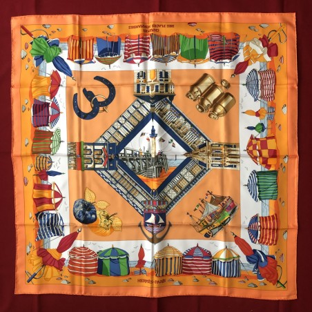Carré foulard Hermès Le charme des plages normandes