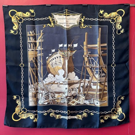 Carré foulard Hermès Lancement d'un vaisseau chantiers navals du roy