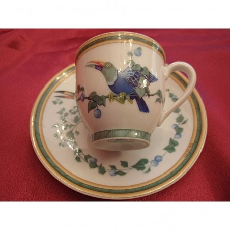 Hermès Tasses à café et soucoupes service Toucans