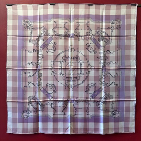 Carré foulard Hermès Mors et gourmettes vichy