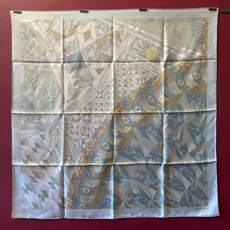 Carré foulard Hermès Les trophées de Venise détails