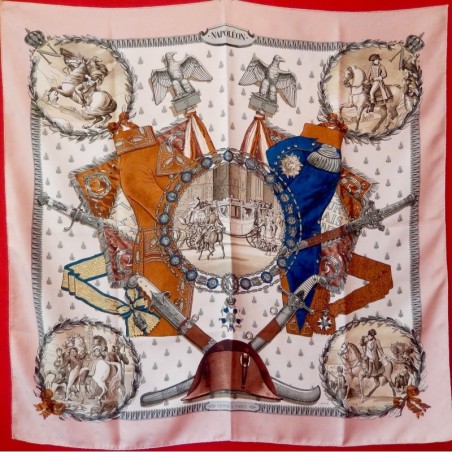Foulard carré Hermès Napoléon en soie brochée