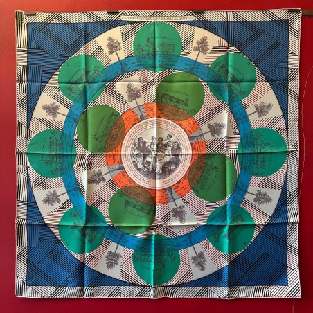 Carré foulard Hermès Jeu des omnibus et dames blanches remix