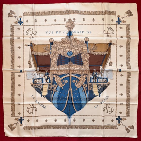 carré foulard Hermès Vue du carrosse arrière d ela galère La Reale