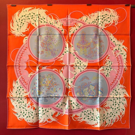 Carré foulard Hermès Légende brodée